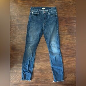 Mother High Rise Looker Ankle Blue Denim Jeans